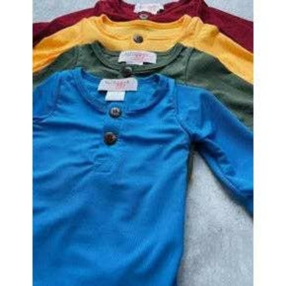 Children's YELLOW ribbed henley top